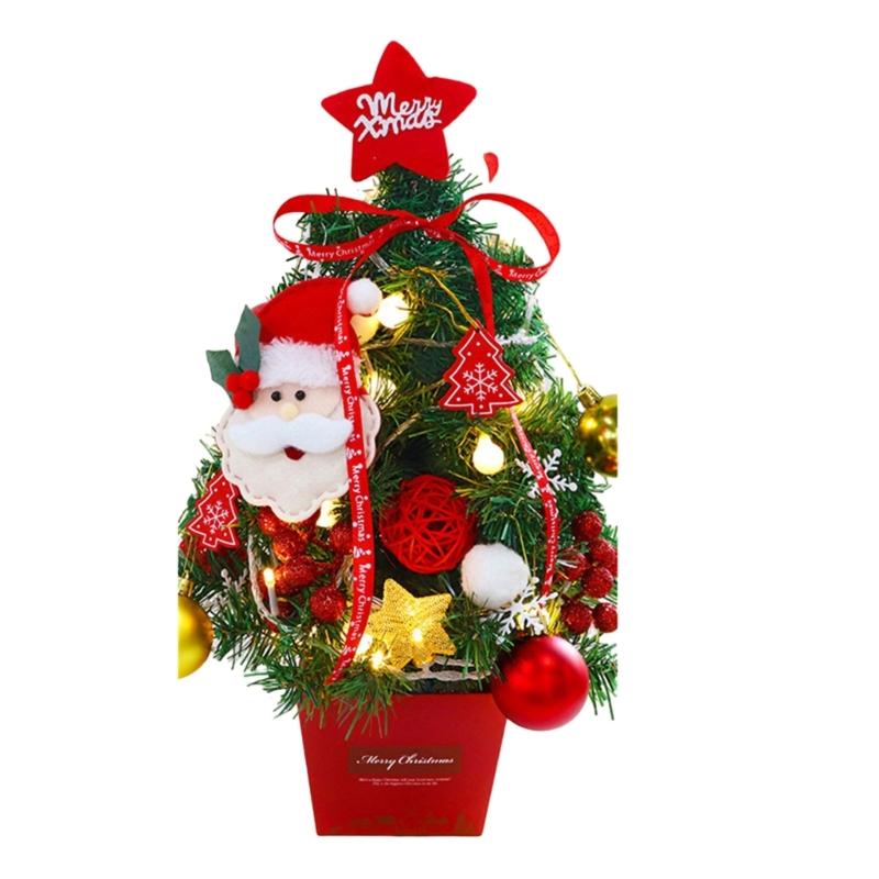 1Pcs Tabletop Christmas Tree with Bright LED Lights Home Decoration Accessories Stylish Holiday Present for Men Women