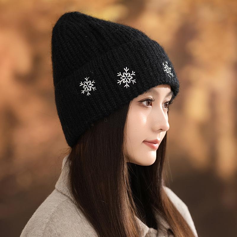 Autumn and winter thickened warm hat women's big head circumference shows a small face Baotou hat versatile knitted wool hat ear protector cold hat