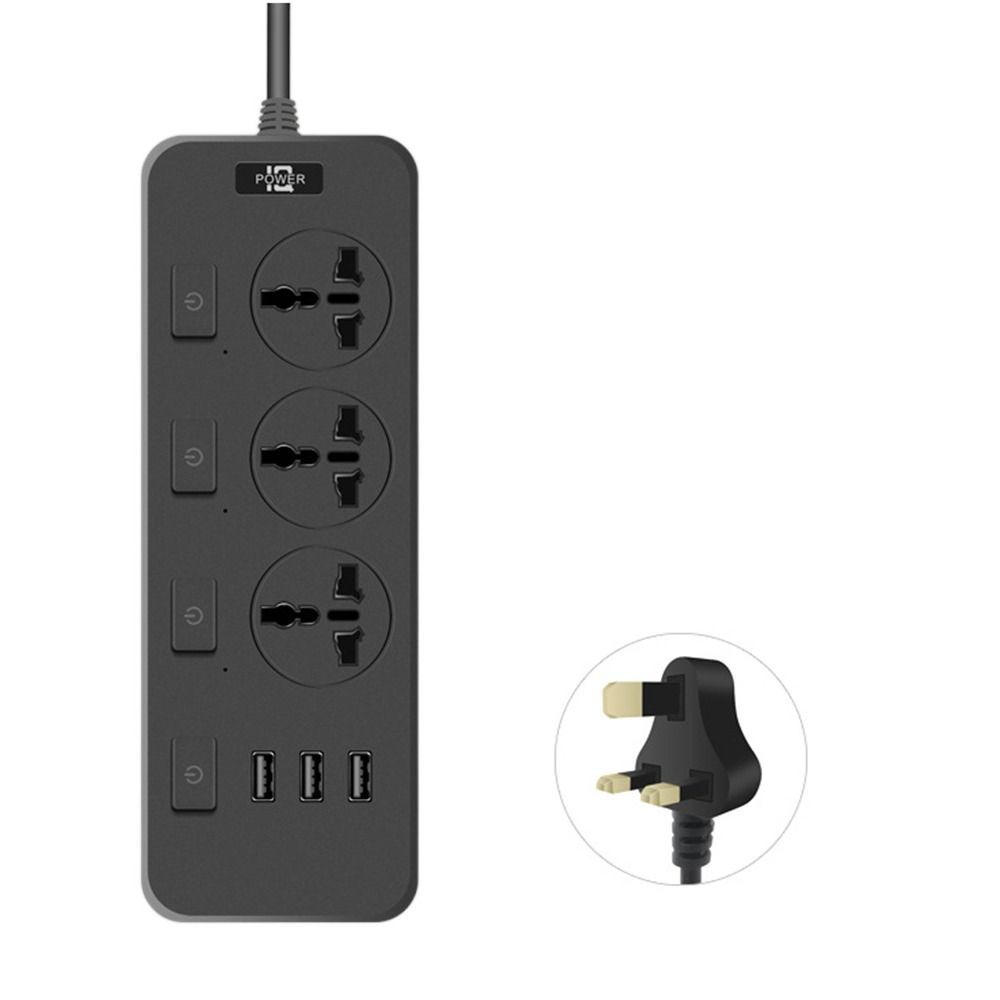 Universal Power Strips 2500W Flat Outlet Extender Cord Durable Electric Plug Socket  Home
