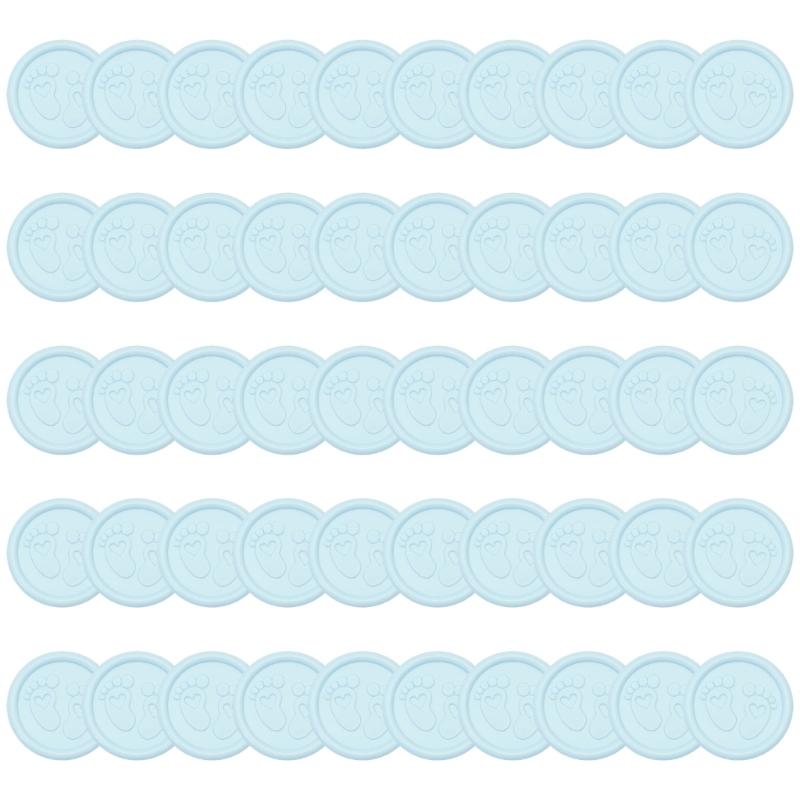 652F Pack of 50 Pearls Pink Wax Seal Sticker with Infant Footprint Easy Application