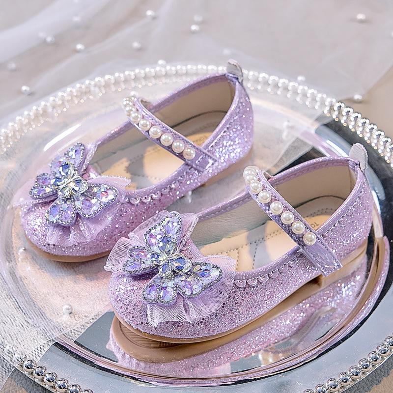 Herbst 2025 Koreanischer Stil Glänzende Prinzessinnen-Mädchenschuhe mit geschlossenem Zeh und weicher Sohle für Bühnenauftritte