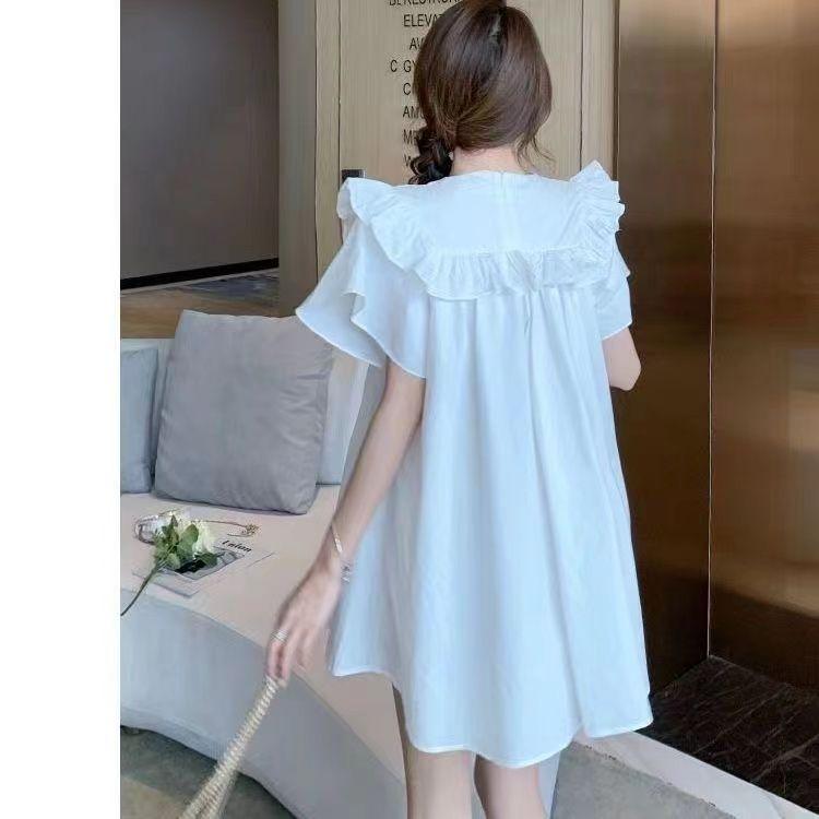 Plus Size Women's Dress Summer Korean Style Sweet Casual Loose Short Sleeves Dresses