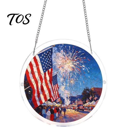Non Fragile Glass Alternative 7.48 Inch Circular DIY Puzzle Suncatcher, Acrylic Stained Style Window Hanging Ornament, Crafts for Adults Waterproof