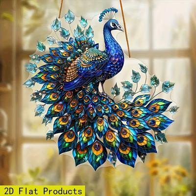 Decoración de Pavo Real Acrílico Plano 2D, No Requiere Pilas/electricidad, Decoración Única para Interiores/Exteriores, Estilo Tradicional Multiusos,