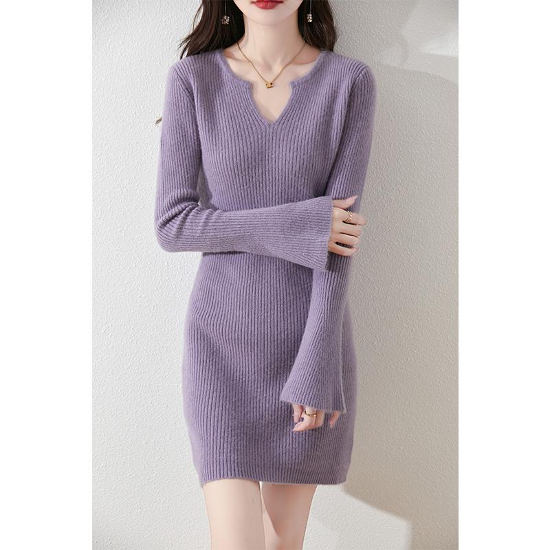 Women's Cashmere Dress Qinghe Cashmere 30% Cashmere 70% Wool Autumn and Winter Cashmere Skirt Soft and Warm