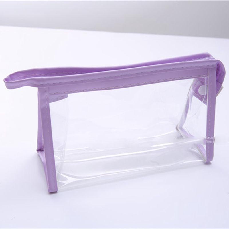 Velkokapacitní průhledný PVC penál - vodotěsný, jednoduchá barva makronek pro studenty