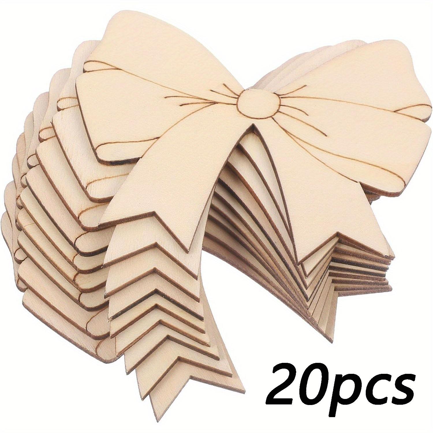 

20/40pcs Bow Unfinished Crafts Wood Chip Decorations Suitable For Birthday Wedding Party Desktop Decoration Diy Painting Gifts