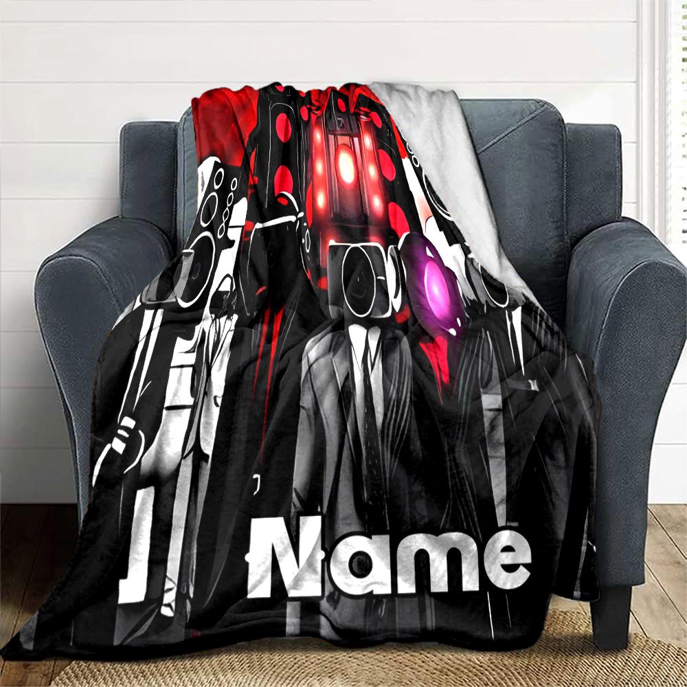Customiz Name Personality Skibidi Toilet Blanket Soft &Warm Sofa Office Bed Travel Lunch Break Blanket, Gift Suitable All Seasons