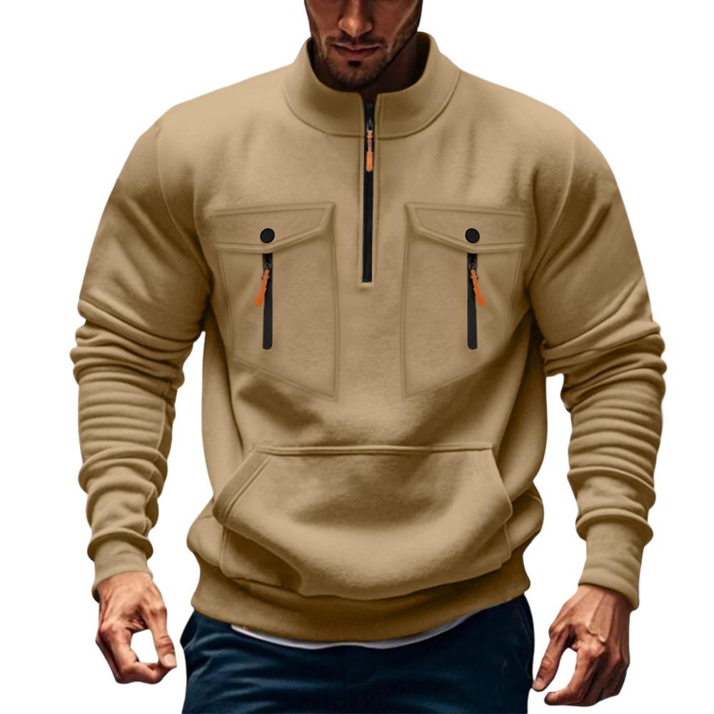 Autumn and Winter Men's Hoodie Zipper Hooded Sweatshirt Sports Casual Cardigan Jacket with Multiple Pockets Hooded