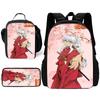 Inuyasha Warm Winter Child School Backpack with Lunch Bags ,Pencil Bags ,School Bags for Boys Girls Best Gift