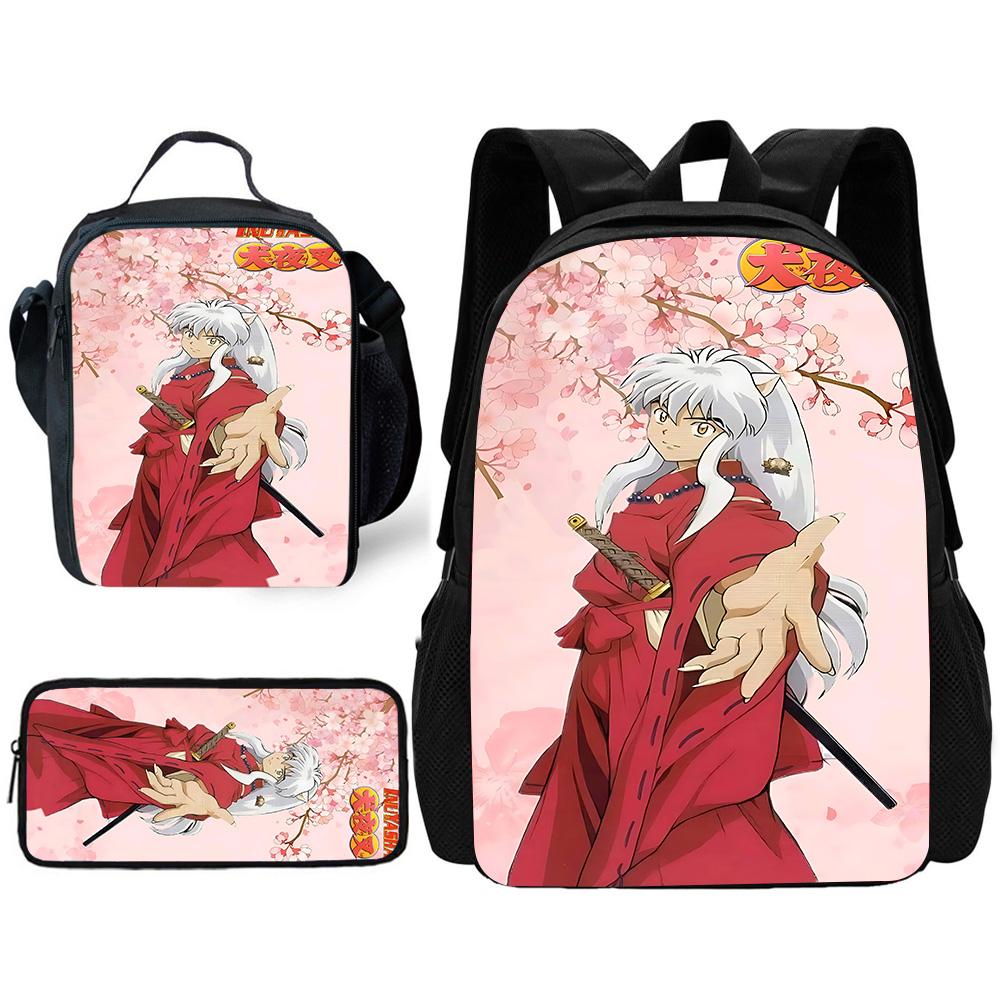 Inuyasha Warm Winter Child School Backpack with Lunch Bags ,Pencil Bags ,School Bags for Boys Girls Best Gift