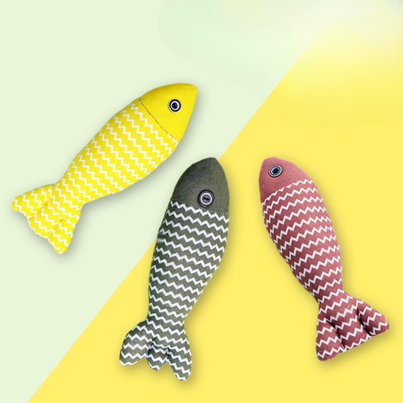 Cat Toys Cat-teasing Linen Fish for Self-entertainment and Boredom Cat-mint Fish for Biting Cat-teasing Sticks Simulated Mint Fish Pet Toys