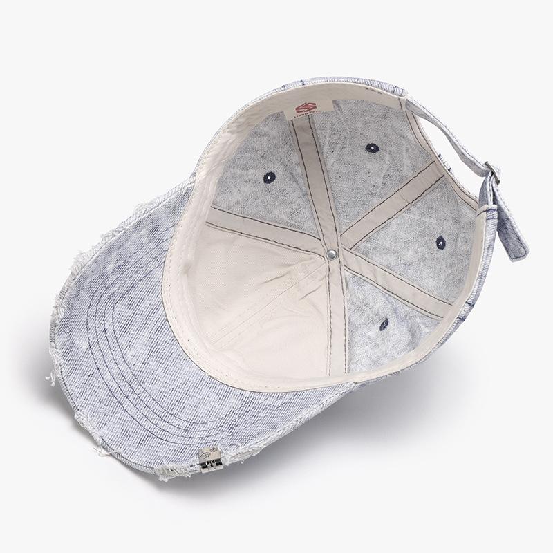 Custom Logo Distressed Baseball Cap Vintage Washed Ripped Cotton Dad Hat Frayed Brim Y2K Streetwear Sun Hat For Men Women