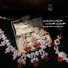 Papalacha Powder Water Drop Wheat Ear Gem Necklace, Austrian Court, Macaron Cheetah Zircon Necklace