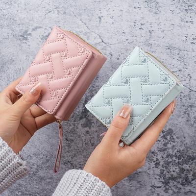 Women's Embroidered Heart Short Wallet, PU Coin Purse, Multi-Card Slot Billfold