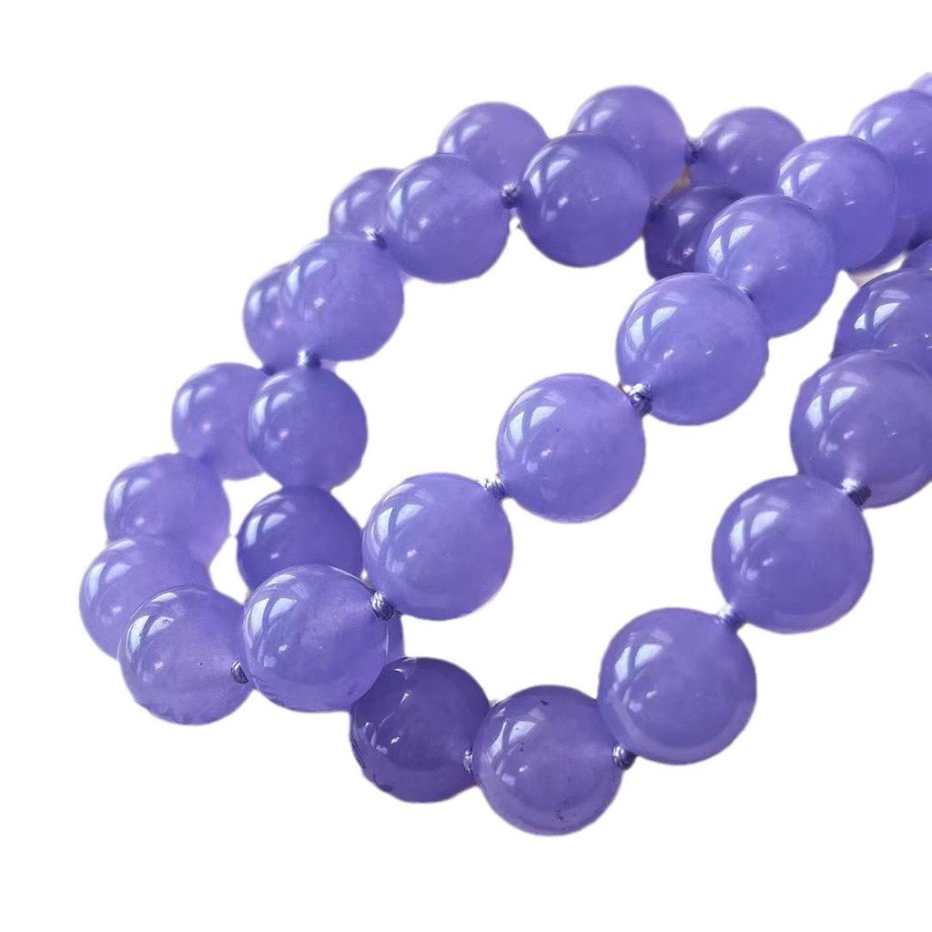 Vintage Violett Jadeit Lila Quarzit Jade Knoten Halskette Damen Perlen Schlüsselbeinkette Hoch