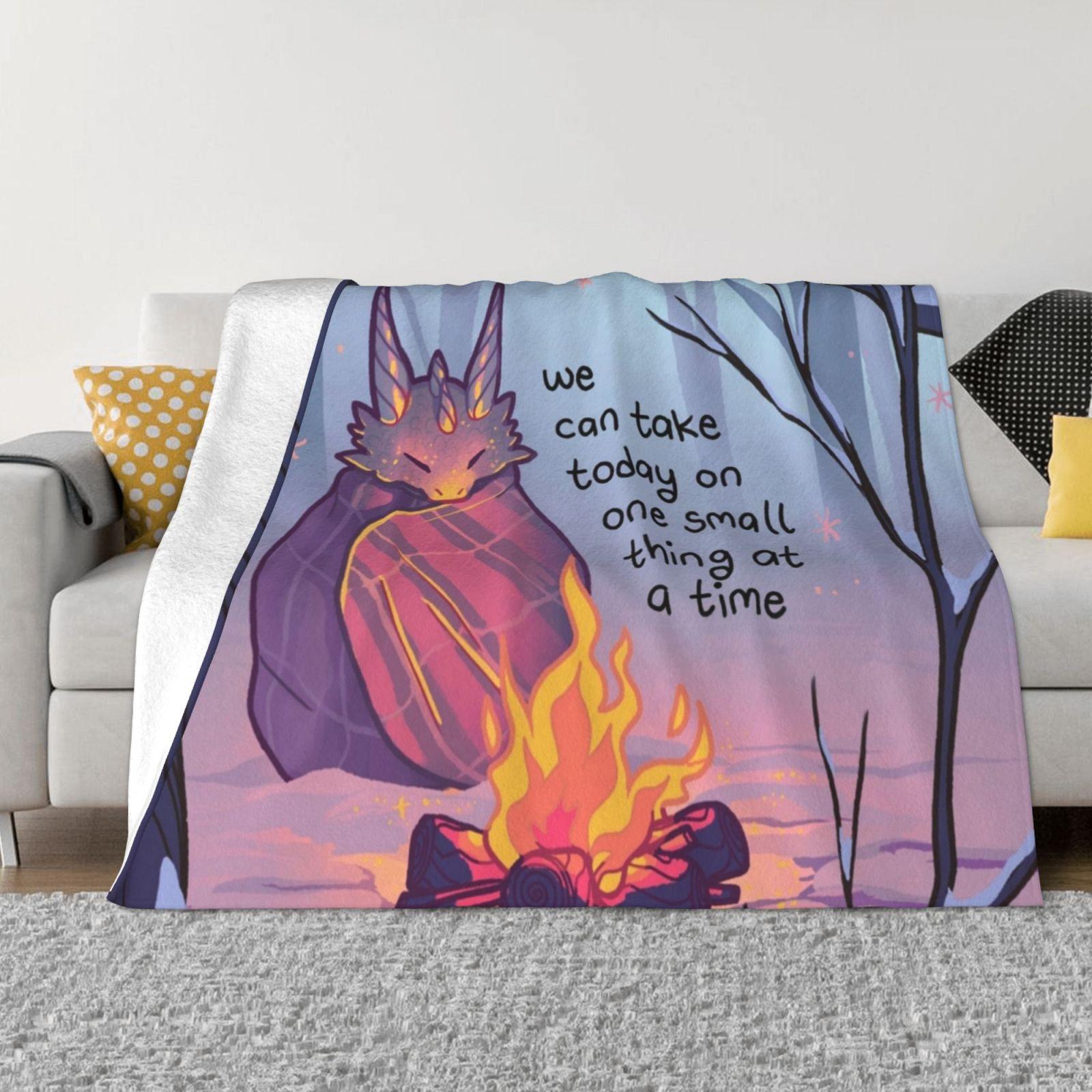 We Can Take Today On One Small Thing At A Time   Cozy Campfire Dragon Top Quality Comfortable Bed Sofa Soft Blanket Cute Coz 30x40in