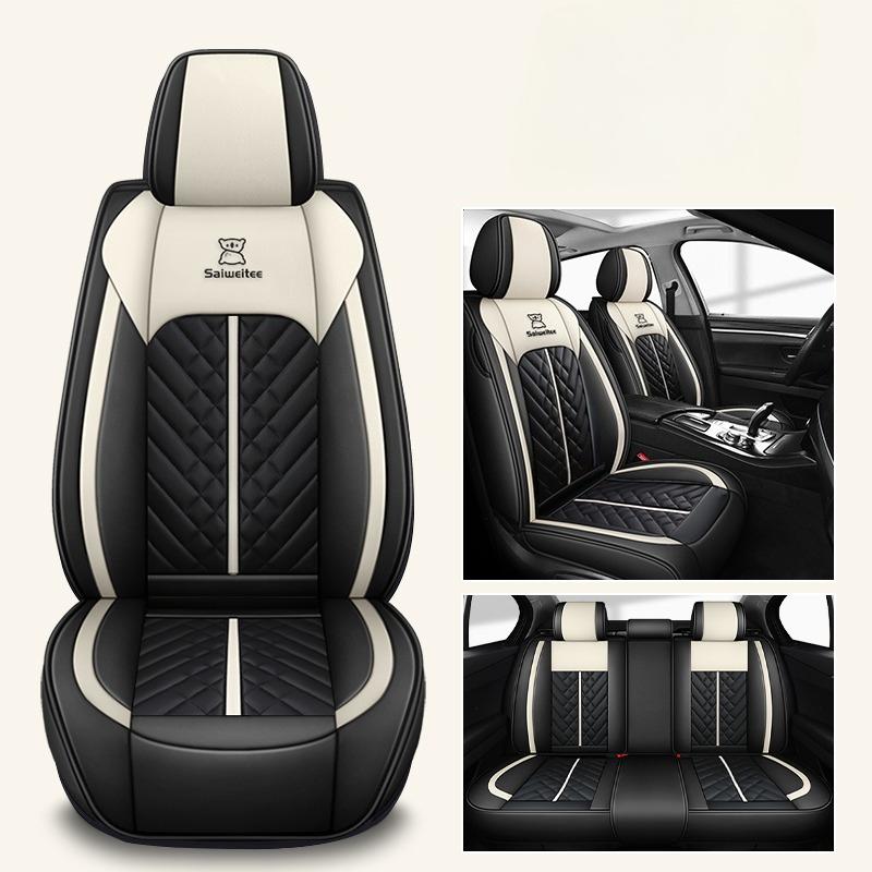 

Full-Coverage 5-Piece Car Seat Covers Set 360° Protection PU Leather Seat Covers for Sedan SUV Truck Universal бежевый