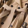 Fall Winter Women Jacket Double-breasted Buttons Solid Color Turn-down Collar with Belt Mid Length Windproof Outdoor Overcoat