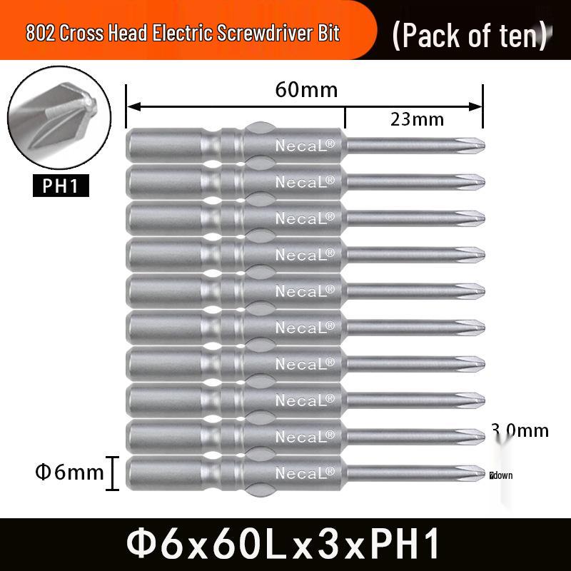 Nigao 802 Magnetic S2 Steel Electric Screwdriver Bit, 6mm, 60/80mm Length