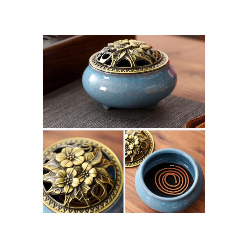 Wangxiangrui Chinese Celadon Tea Set with Incense Burner