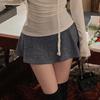 New Sweet Girly Slim Knit Versatile Solid Color Mini Skirt for Women