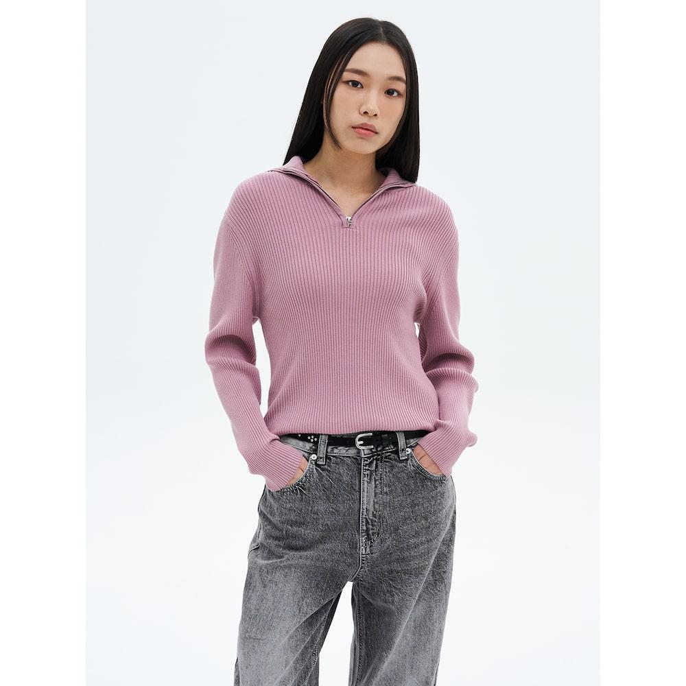 8Seconds Ribbed Half-Zip Pullover Pink Pink/M