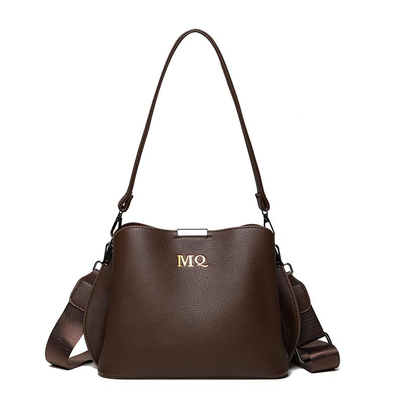

New Women s Large Capacity PU Leather Crossbody Bag Fashi Solid Color Small Bucket Tote Luxury Casual Shoulder Handbag Purse світло-коричневого кольору