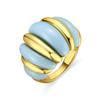 Ring - LUXENTER - Rawil - 18-carat Yellow Gold Finish - Blue Resin - 19.6 Mm