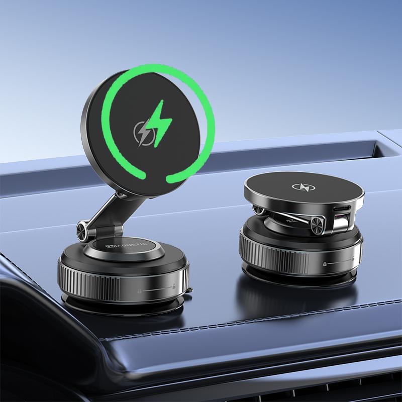 Magnetic Wireless Charger Holder Vacuum Phone Stand for Magsafe 16-12 Pro Max 360° Adjustable Suction Cup Car Dashboard