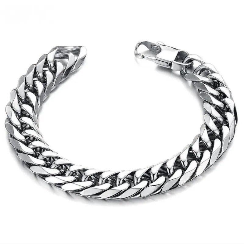 12MM Wide Thick Stainless Steel Bracelet Homme Hand Chain for Men Male