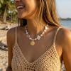 Vintage Boho Exaggerated Big Starfish Shell Necklace for Women Gold Color Coral Pearl Scallop Choker Summer Beach Party Jewelry
