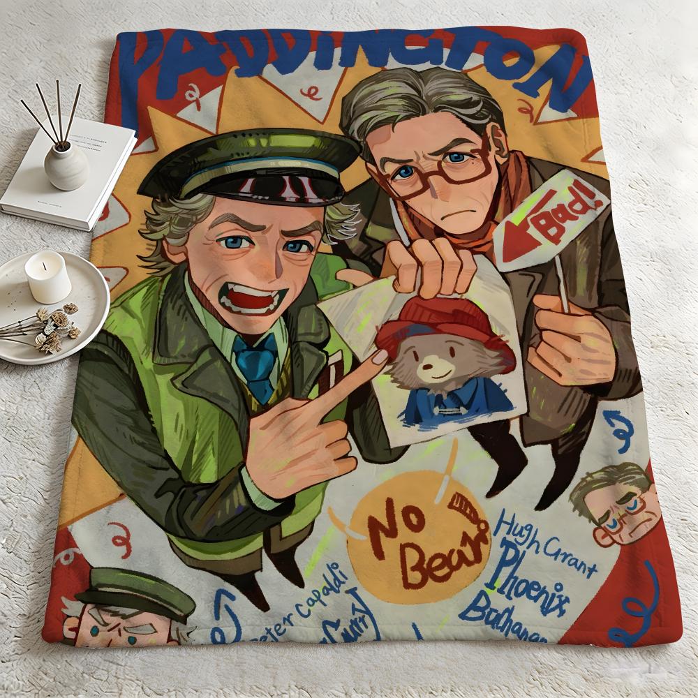 Cartoon P-Paddington Bear-R Throw Warm Soft Flannel Blanket, Multi-use for Sofa Bed Camping Travel Nap