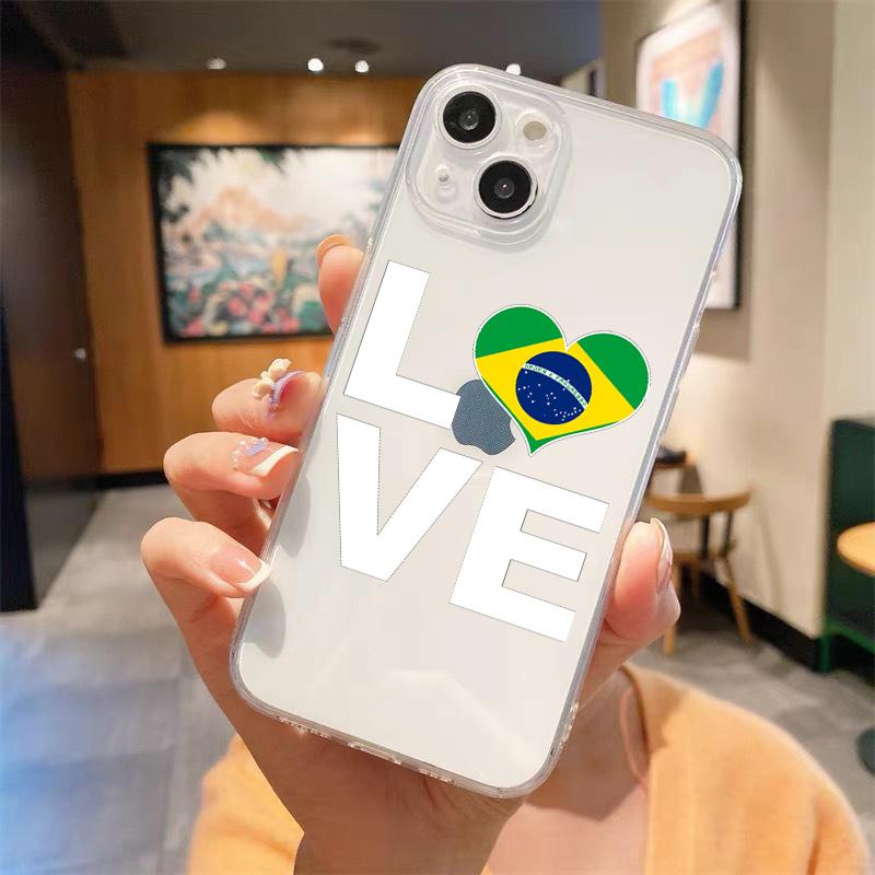 

Бразилия Бразильский флаг Футбол Прозрачный чехол для телефона для iPhone 14 13 11 12 Pro Max X XR XS 7 8 Plus SE Мягкая обложка Роскошный чехол Funda iPhone 7 8 SE