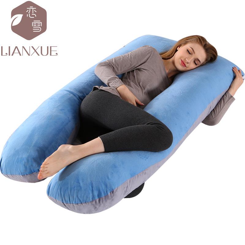 Crystal Velvet U-shaped Pregnancy Pillow Waist Protection Side Sleeping Pillow Breastfeeding Multifunctional Hug Pillow