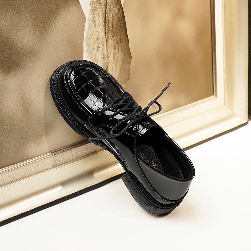 Fashion AIYUQI Genuine Leather Loafers Women 2024 Autumn New British Style Shoes Women Lace-up Casual Women Shoes