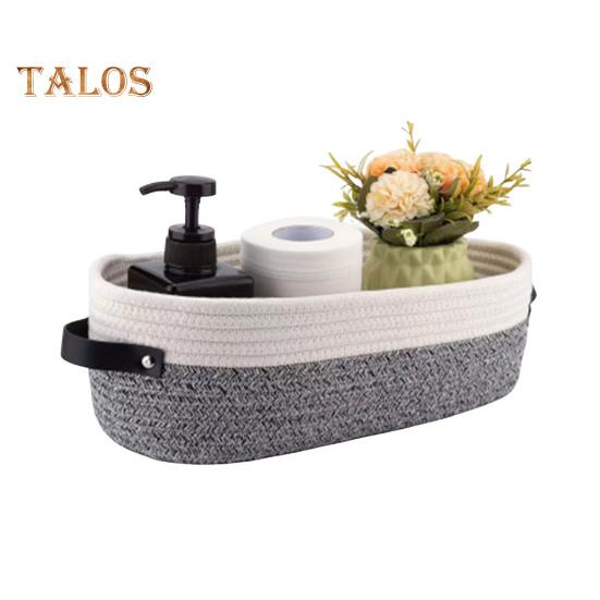 

Плетеная корзина для хранения с ручками, большая вместимость, прочная, несущая многоцелевая игрушка, прямоугольная декоративная корзина серый/белый