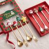 New Cute Christmas Spoon Set, Coffee Spoon, Creative Spoon Fork, Christmas Gift Box Tableware, Ice Cream Dessert Dinnerware Sets