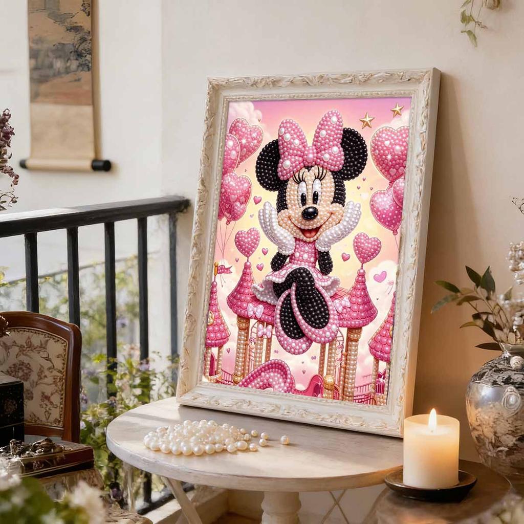 Disney Pearl Painting Minnie Castle Art Set These Handmade Pearl Art Paintings for Wall Decoration Make Wonderful Gifts for Home or Office Decoration