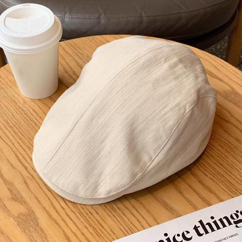 

British Style Solid Color Beret Hat for Women Vintage Spring Autumn Cotton Forward Cap Korean Girl Newsboy Painter Artist Caps One Size бежевый