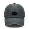 Cute Cat Face Print Baseball Cap - Unisex Adjustable Lightweight Breathable Dark Grey Casual Outdoor Sports Hat For Daily Wear, Minimalist Streetwear