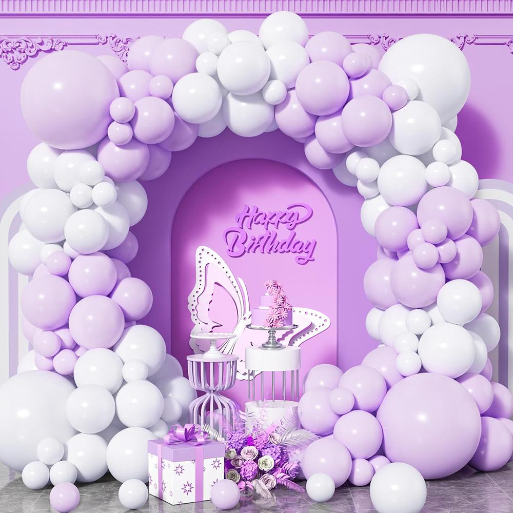 Pastell Lila Luftballons Bogen Set Lila Weiß Luftballon Girlande Babyparty Geschlecht Enthüllung Geburtstagsparty Hochzeit Jubiläum Dekoration