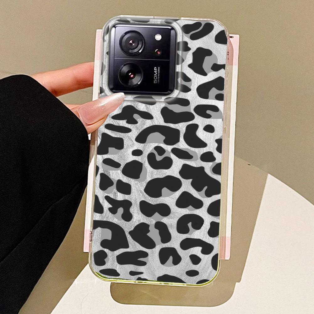 

Vintage Black Leopard Phone Case for Xiaomi 13T 14T 11 Lite NE Poco X5 M6 Pro X6 X7 X3 Pro NFC C65 C61 M5S Women Girls TPU Cover Redmi A3 or A3X білий