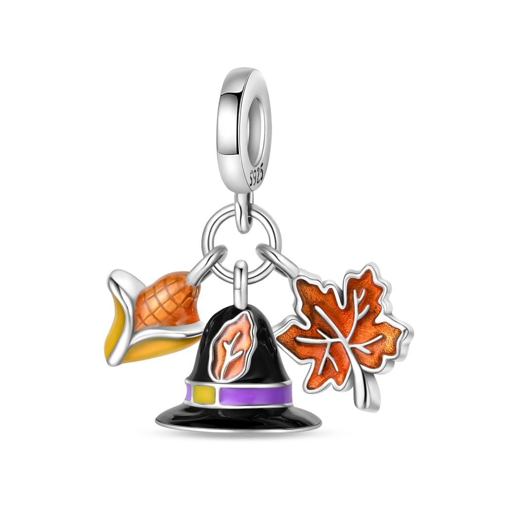 Autumn Style Copper Autumn Leaf Pumpkin Bee Pendant Beads Fit Diy Bracelet Necklace Matching Seasonal Gifts