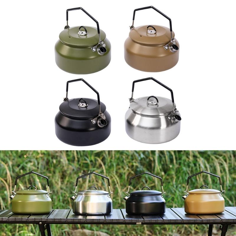 Portable 1 Litre Lightweight Stainless Steel Camping Kettle Durable and Camping Tea Pot for Indoor Outdoor Campfire Use