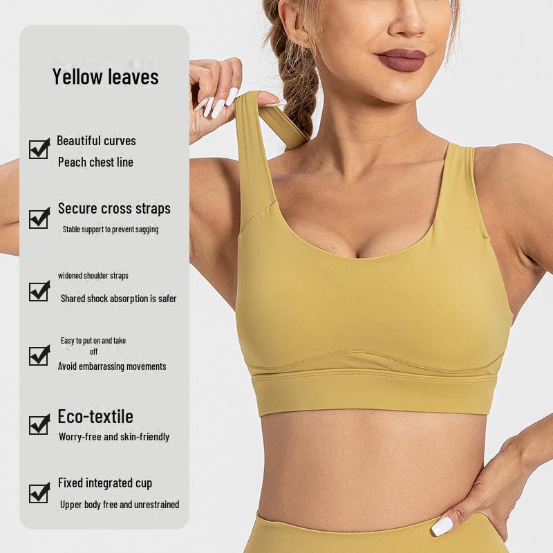 Γυναικείο Αθλητικό Σουτιέν Μεγάλης Υποστήριξης με Φαρδιές Τιράντες και Αντικραδασμική Προστασία Υψηλής Έντασης για Γιόγκα και Τρέξιμο