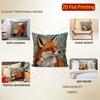 Cute Embroidery Style Fox Floral Throw Pillow Covers Pattern Cushion Cover Suitable for Sofa Bedroom Car Pillow Cover