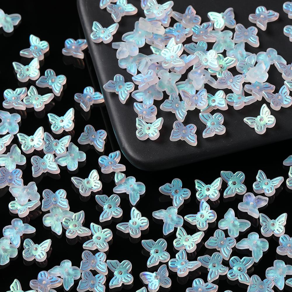 10 Stück/Lot Glasplattierte Schmetterlingskristallperlen, lose Perlen, handgefertigtes DIY-Bastelzubehör für Armbänder, Ohrringe und Schmuckherstellung