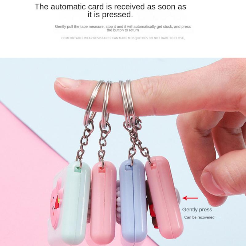 Cartoon Tape Measure 0-150cm 0-60 Inch Mini Portable Cute Animal Shape Key Ring Automatic Tape Measure Panda Frog Piggy Tiger