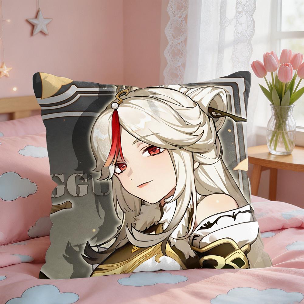 Ningguang Genshin Impact Cushion Cover Square Short Plush Pillow Case Living Room Sofa Home Decor Funda X